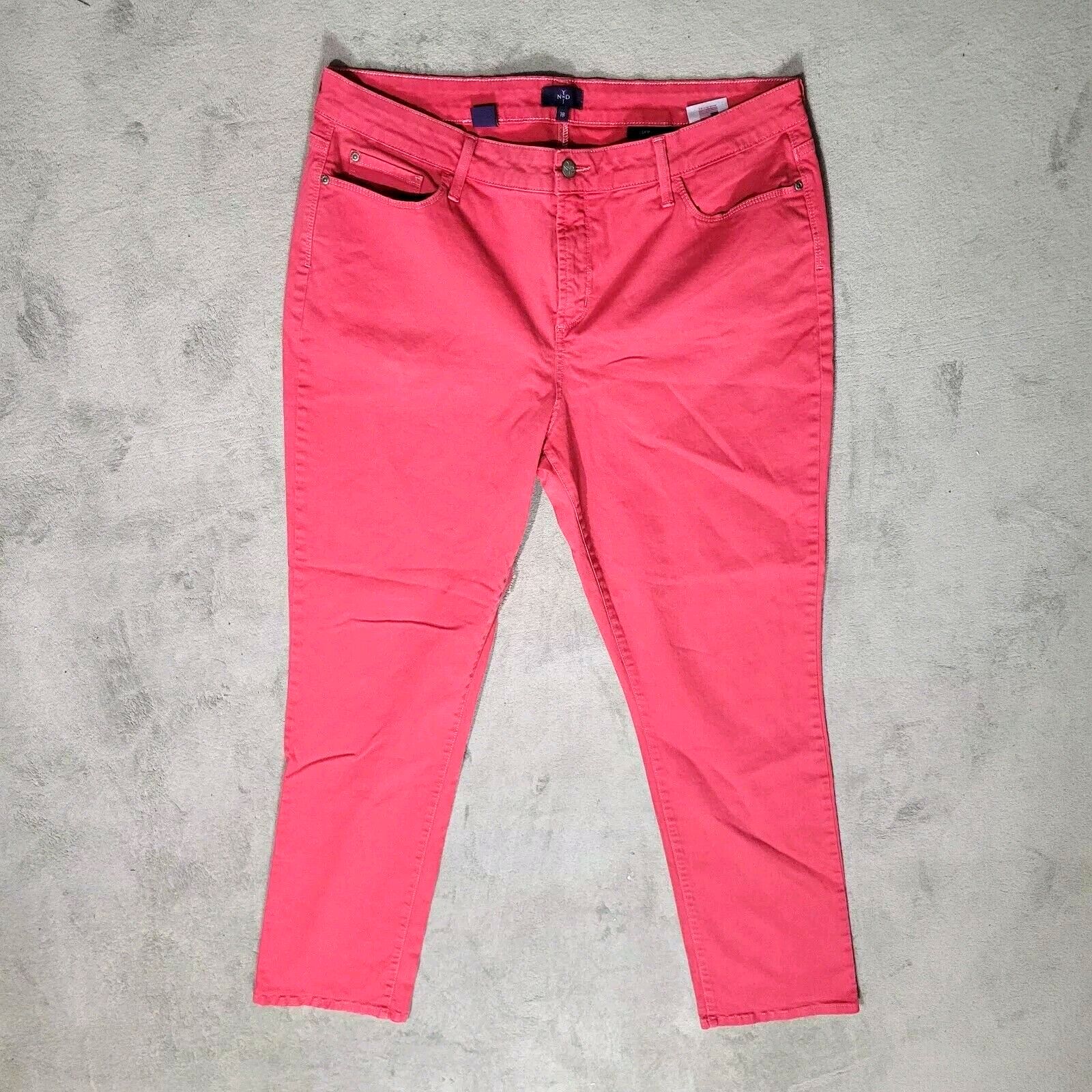 Nydj Skinny Womens Straight Fit Jeans Sz 18 Salmon Pink